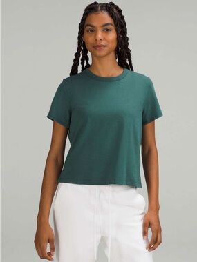 Lululemon Classic-Fit Cotton-Blend T-Shirt Green Jasper size 4